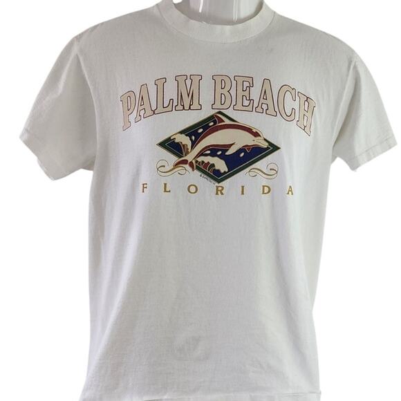 Palm Beach Florida Vintage 1980's White Short Sleeve T-shir Women's Size Medium - Picture 1 of 9